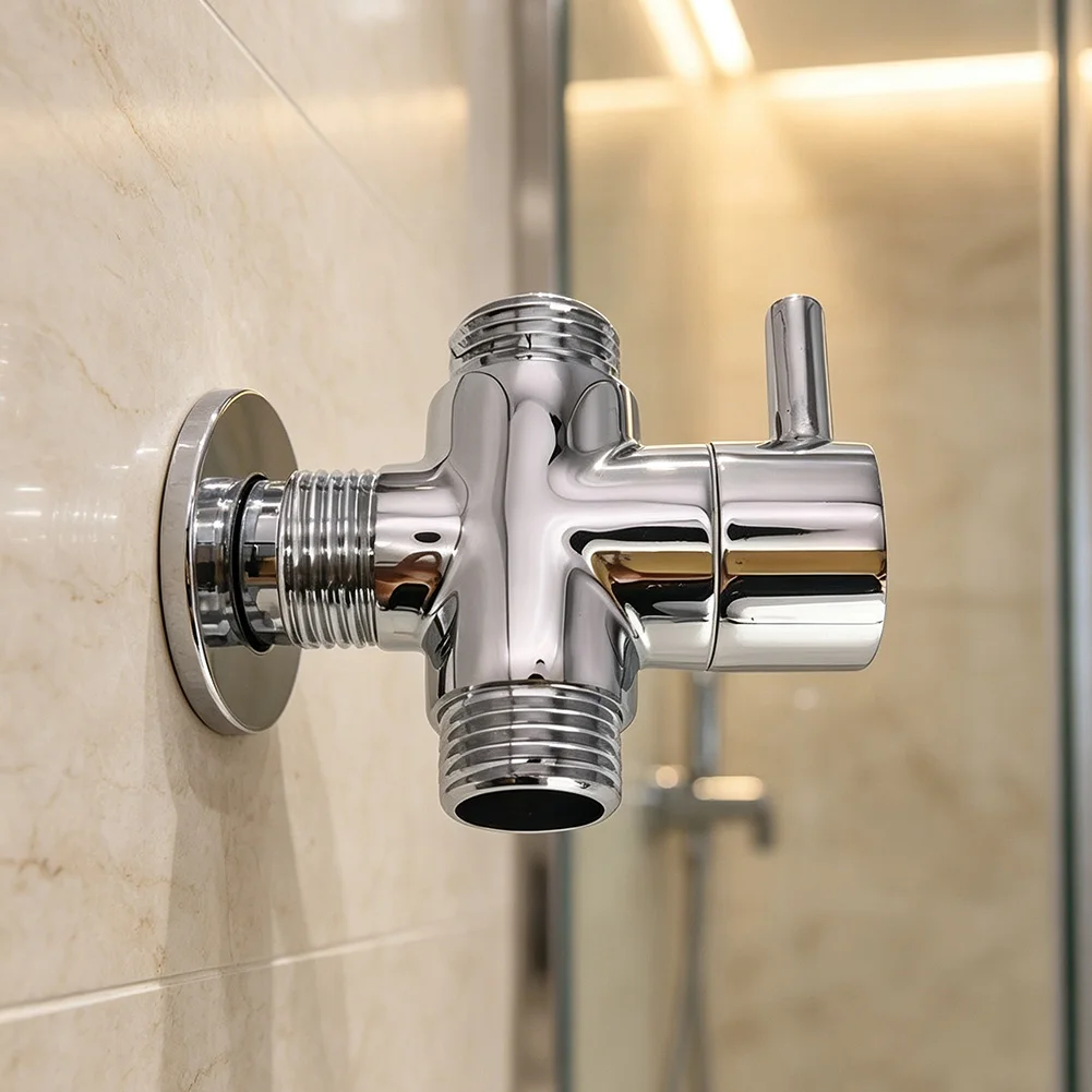 Chrome Plated Solid Brass Diverter Valve, 3-Way Male Thread Water Splitter For Dual Bathroom Fixtures And Hose Replacement