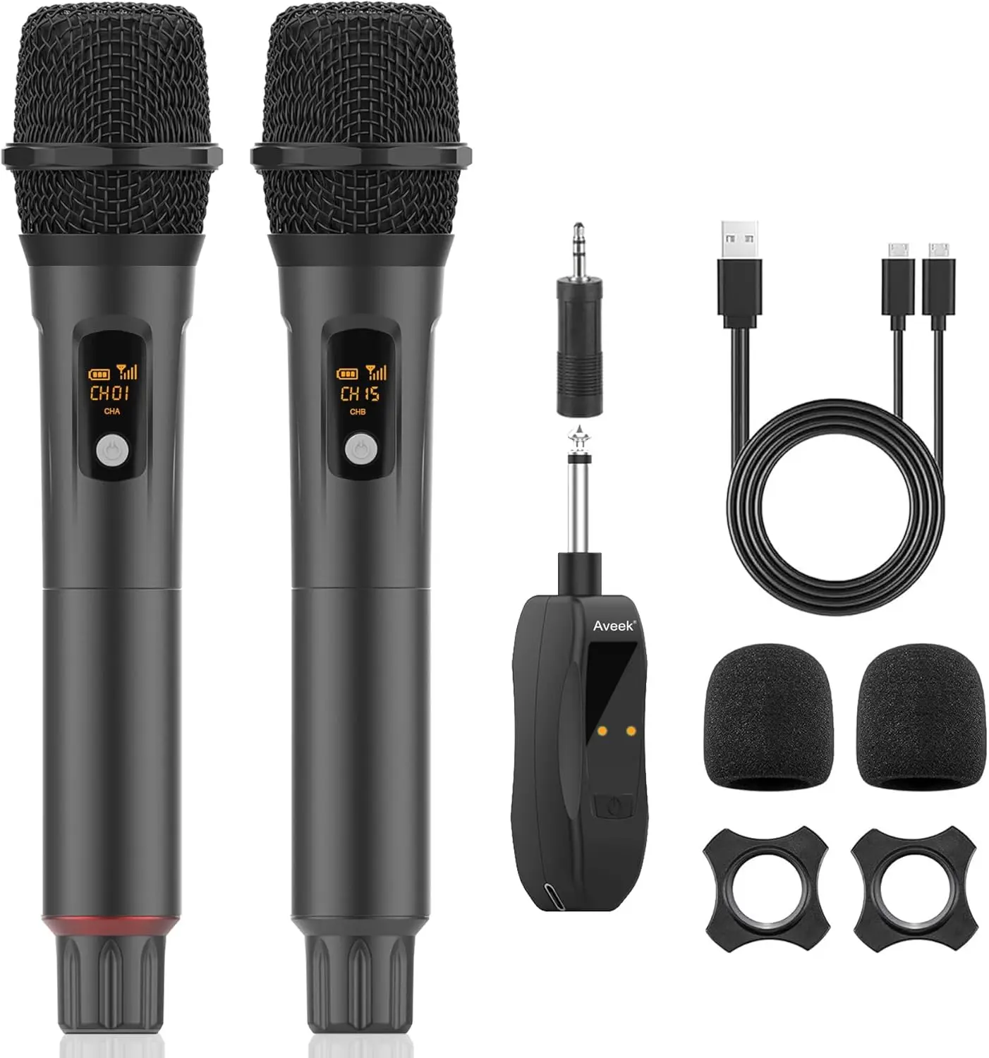 Wireless Microphones Rechargeable, Aveek Karaoke Handheld Microphone with Receiver,Microphones for Singing,Karaoke Machines,DJ