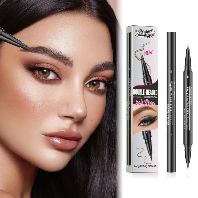 Lápiz de cejas bipartito de doble cabeza, resistente al agua, a prueba de sudor, multifuncional, herramienta de maquillaje de lápiz de cejas Natural