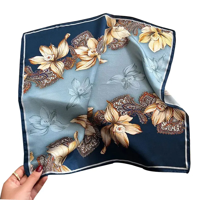 100% Natural Real Silk Scarf Women Neck Female Poncho Headband New Bandana Square Scarves Spring Fashion Luxury Hijab foulard