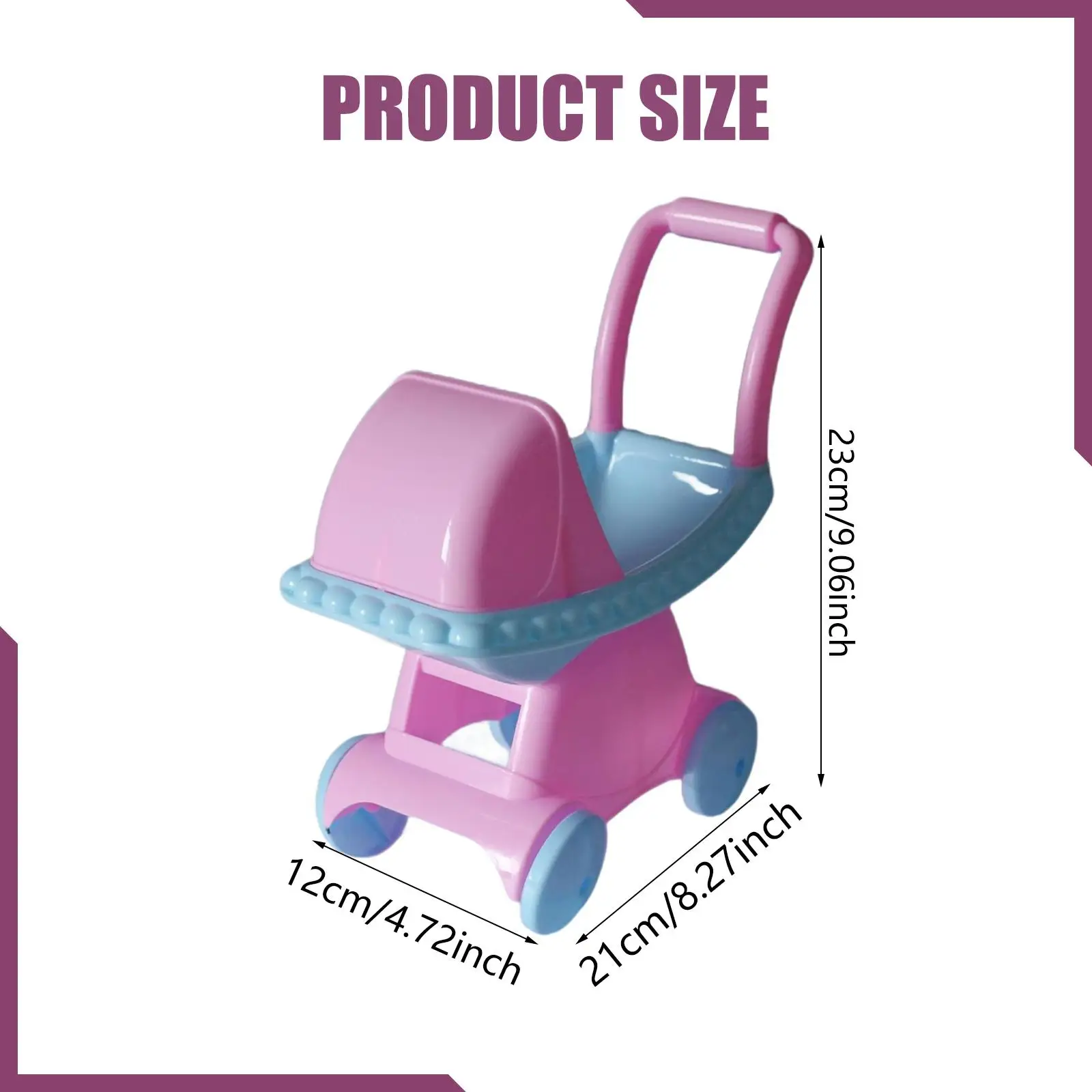 Plastic Simulation Strollers Mini Pretend Play Pushchair Toy for Kids Baby Dolls Girls Developmental Gift