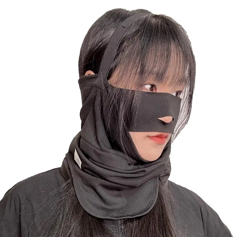 Face Covering For Cold Weather Double-Layer Fleece Face Covering For Winter With Fixed Headband Breathable Outdoor Hood