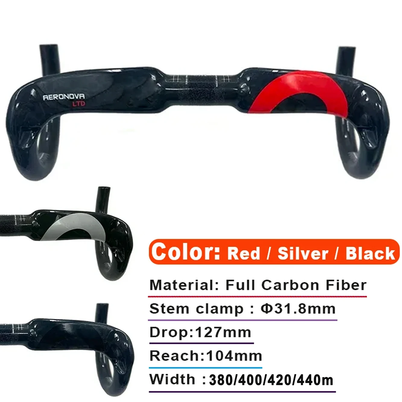 

Лучший бренд, карбоновый руль для шоссейного велосипеда, карбоновый велосипед, ручка для разбивания ветра, 31,8*400/420/440 мм, аксессуары для велосипеда