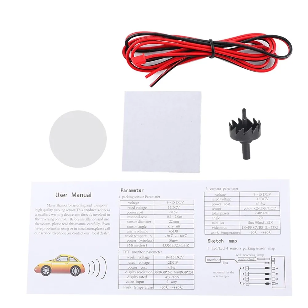 ABS Sensor System High Sensitivity Ultrasonic Detection Sensor Kit Buzzer Alarm Wide Detection Range Car Parking Aid