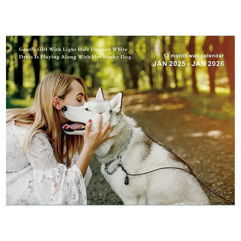 ตลก Huskies สุนัขปฏิทิน 2025 รายปีปฏิทินผนังปฏิทินรายเดือน 13 เดือนปฏิทินกระดาษหนา 2025 ปฏิทิน