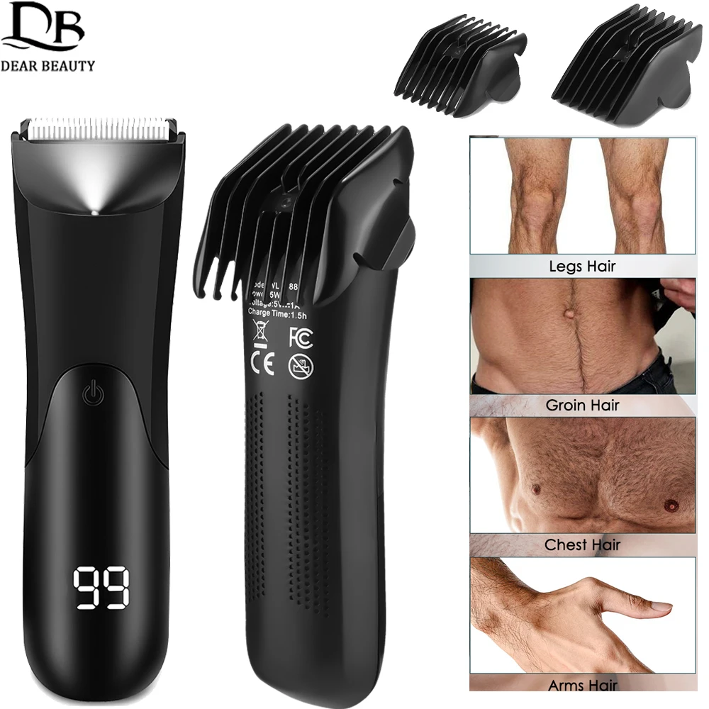 Men's Groin Body Hair Trimmer Rechargeable Electric Shaver For Pubic Ball Bikini Chest Hair Shaver Ceramic Blade Razor Epilator
