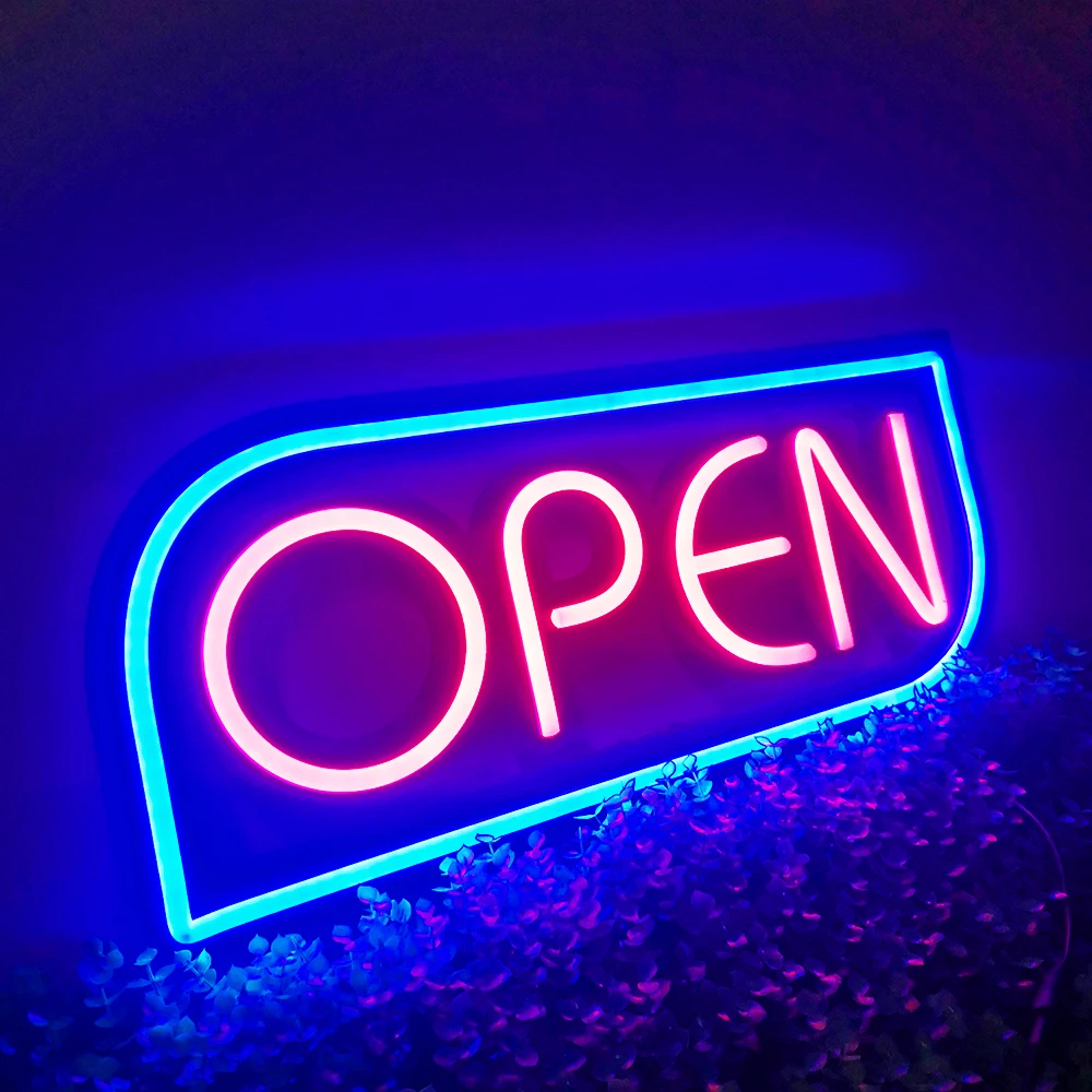 

Неоновая вывеска OPEN 20x9 дюймов, ультраяркая, с несколькими режимами освещения, светодиодная лампа с пультом ДУ для витрин магазинов, рекламная вывеска