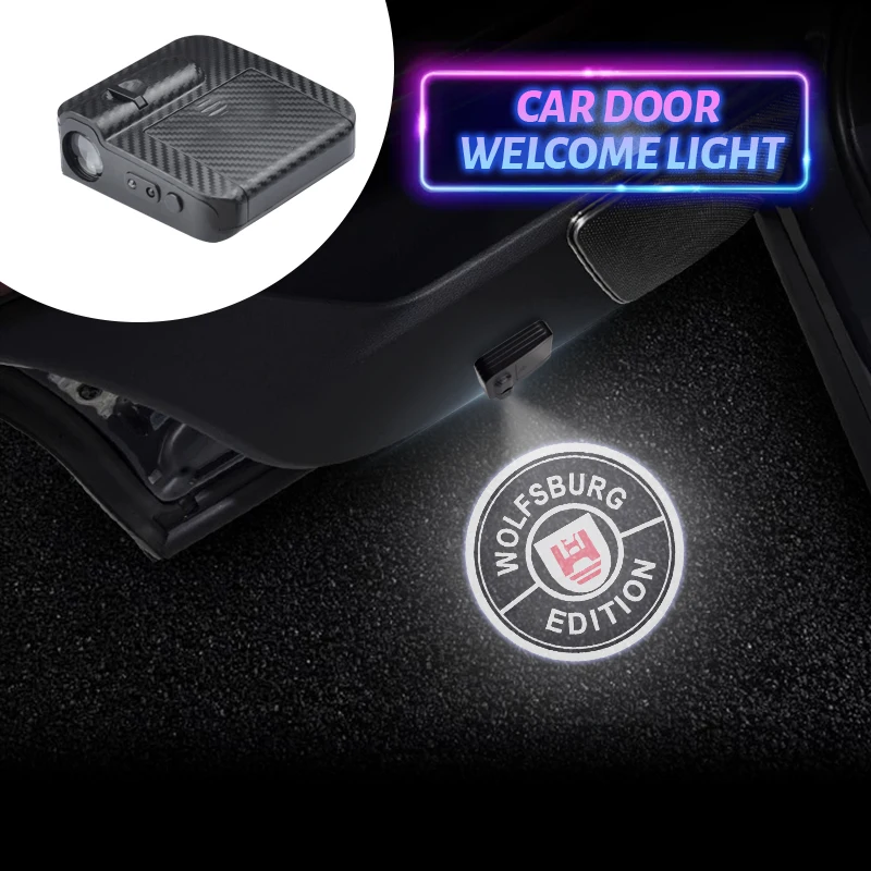 LED Wolfsburg Edition Logo Car Door Courtesy Light Laser Projector Welcome Lamp For Tiguan GT Golf R Touareg Beetle Passat TDI