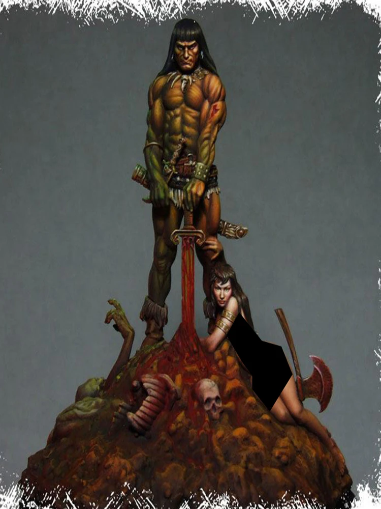 

1/24 ancient warrior stand include base Resin figure Model kits Miniature gk Unassembly Unpainted