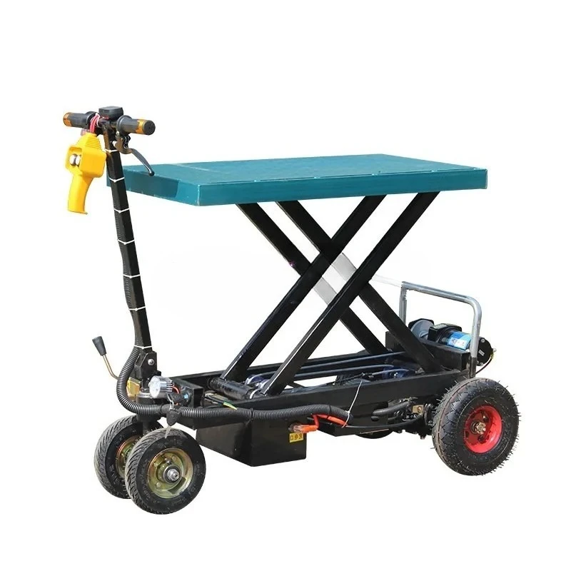 

Electric Flatbed Truck Lift Transport Truck Pull Goods Agricultural 4-Wheel Extended Folding Orchard Greenhouse Storage Truck