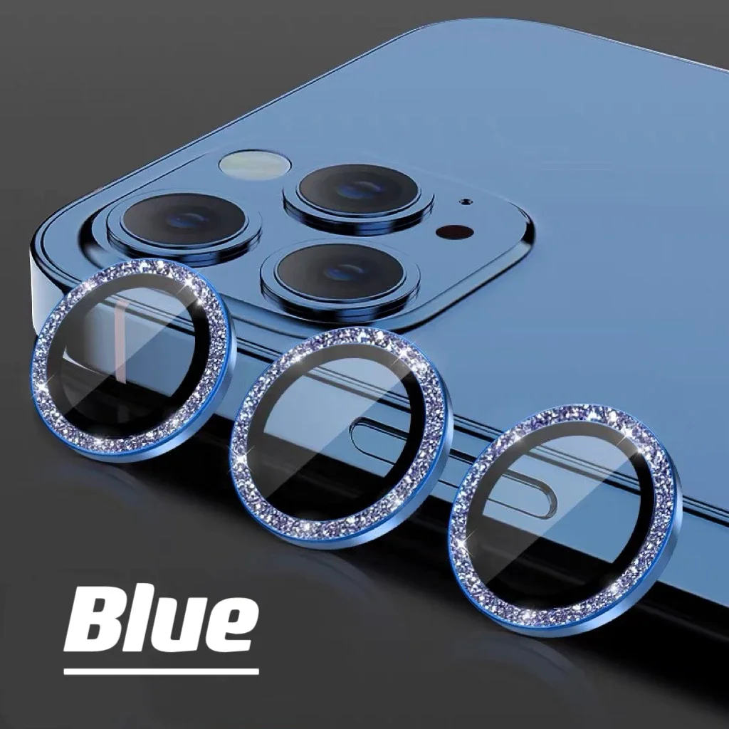 Glitter Metal Lens Rings For IPhone 15 16Pro 15 16Promax 15 16 Plus Camera Glass Protector Alloy Frame Protective Cap Film