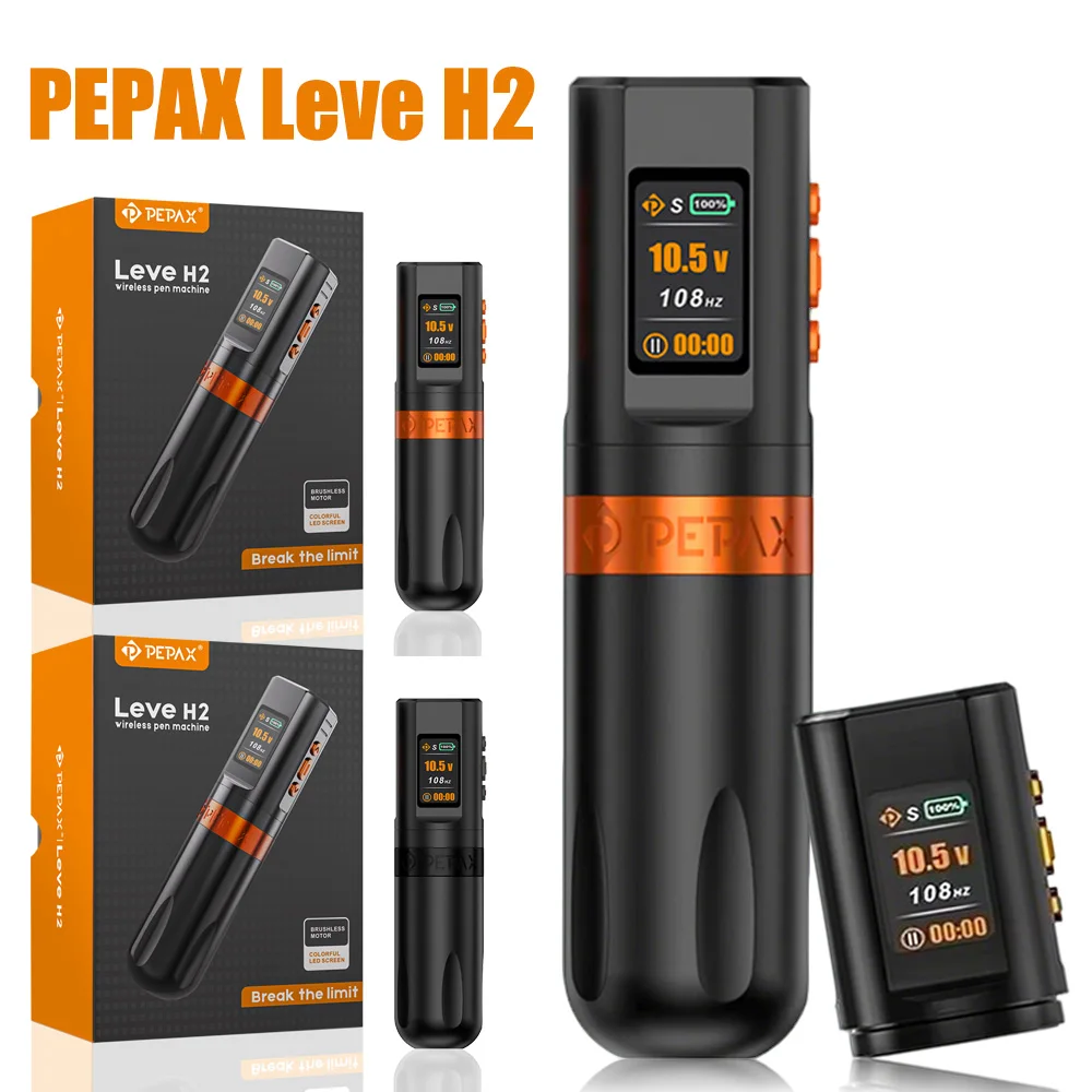 

PEPAX Leve H2 Wireless Tattoo Machine Pen 3.5/4.2/5.0MM Stroke Wireless Tattoo Pen with 2000mAh Batteries for Tattoo Artists