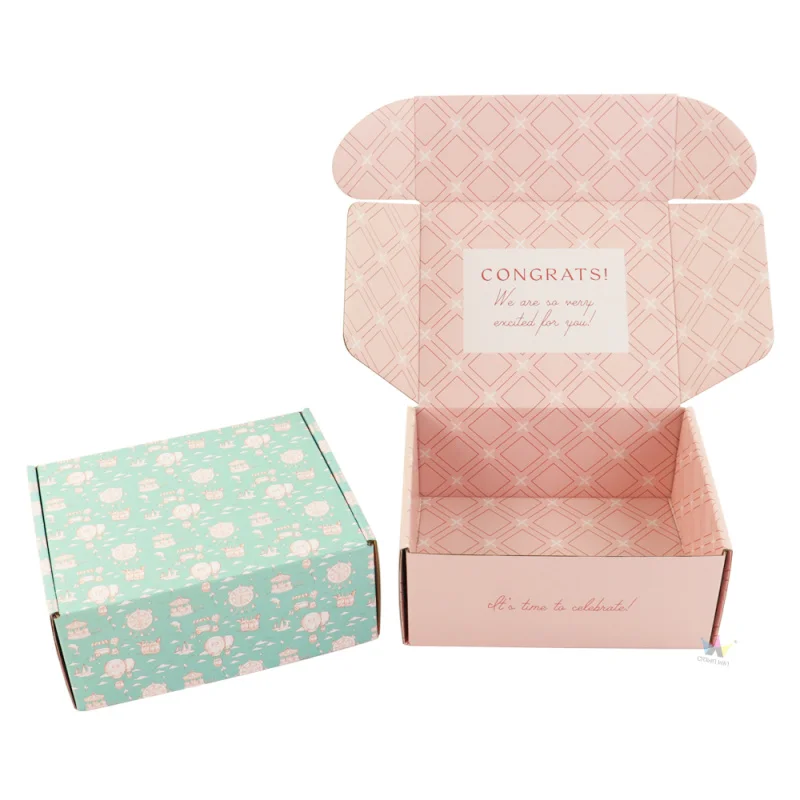 Custom eco friendly specialty paper slotted boxes cardboard carton pink paper packaging shipping box gift paper box