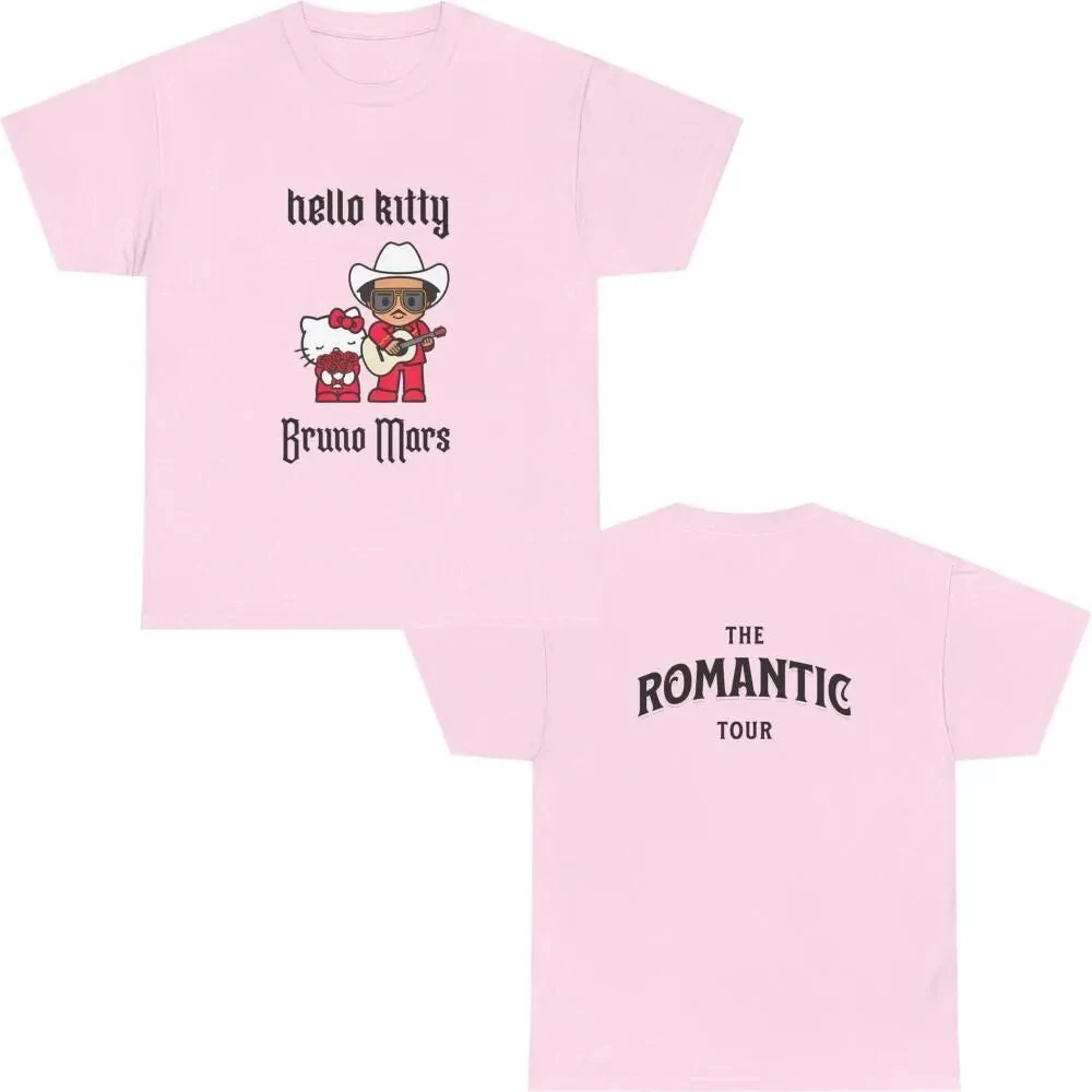 2026 Sanrio Hello Kitty Bruno Mars Summer Men's and Women's Pure Cotton T-shirt Comfortable, Breathable, High Quality Ins Y2k