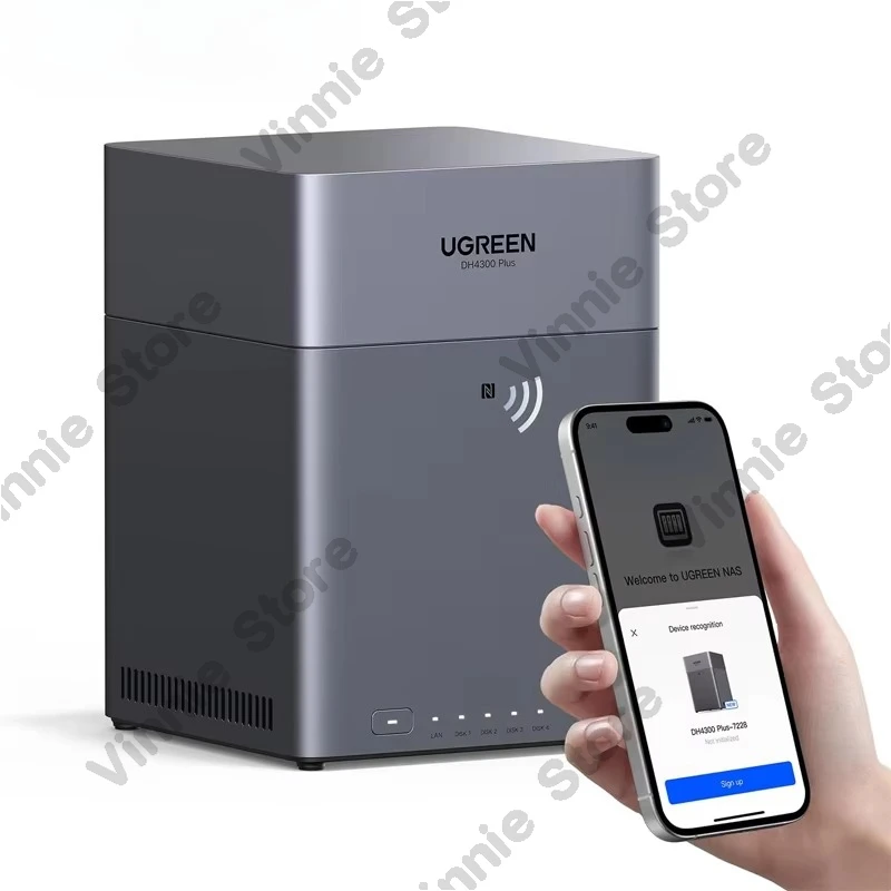 NAS DH4300 Plus 4 Bay Desktop NAS Support Capacity up to 120TB 8GB LPDDR4X RAM 2.5GbE 4K HDMI Network Attached Storage