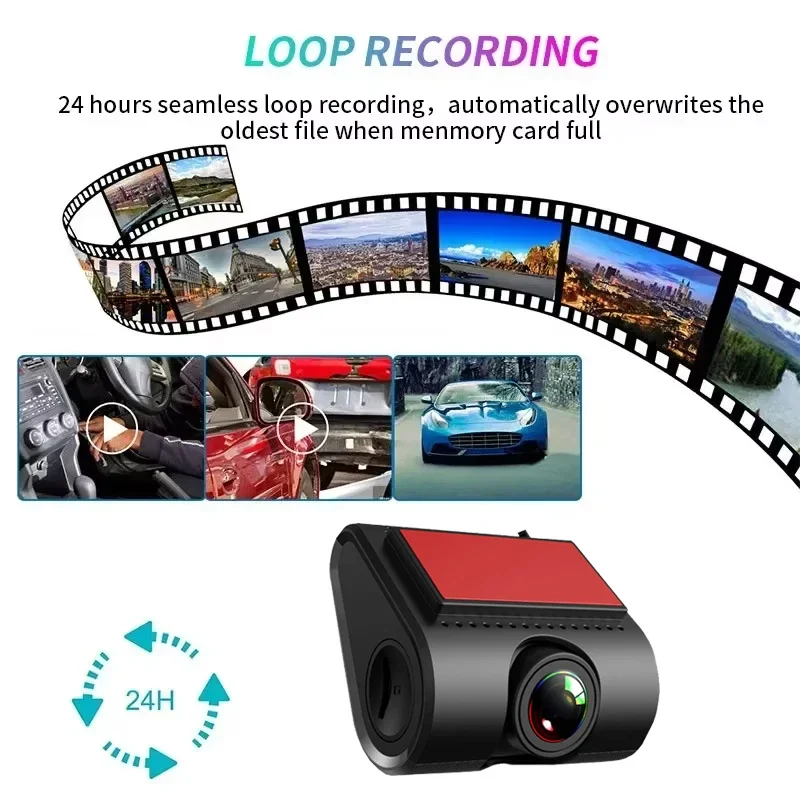 1080P HD Car Dash Cam Recorder Android Dashcam USB Connection Blackbox ADAS Night Vision Loop Recording Driver Video Recorder