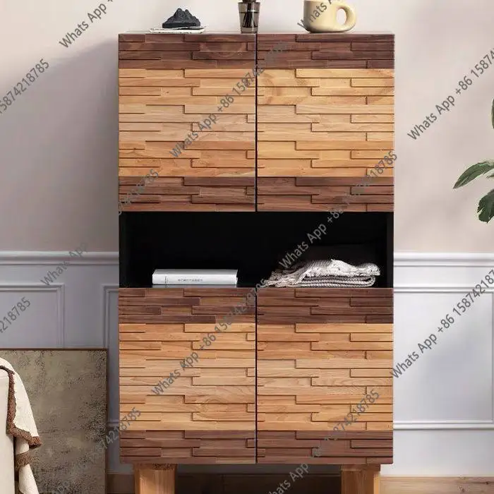 

Nordic simple black walnut solid wood storage cabinet living room wall sideboard storage designer model