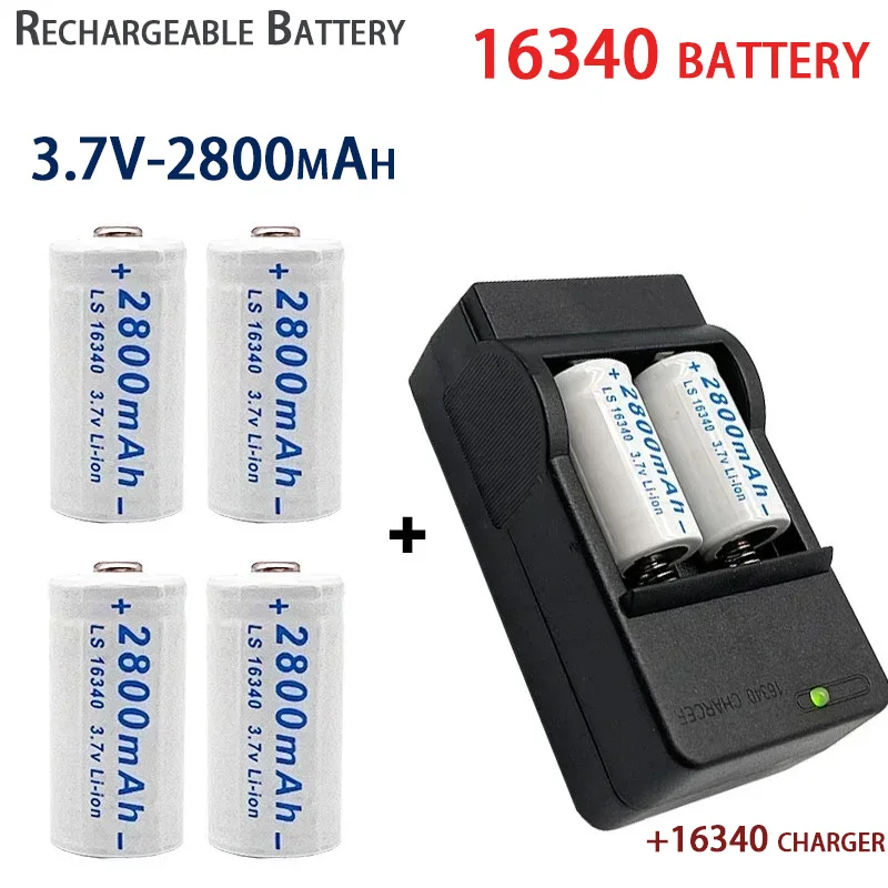 

16340Rechargeable lithium-ion battery 2024 CR123A RCR 123 ICR 16340 3.7V battery 2800mAh safety camera L70 Plus charger