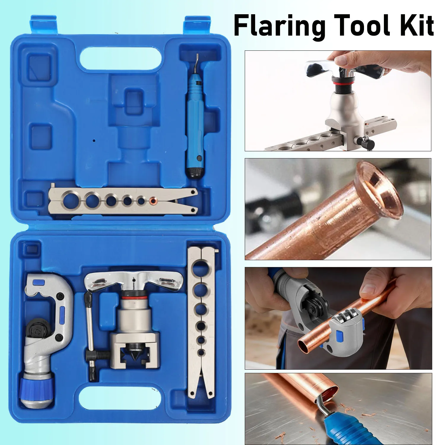 

Flaring Tool Kit HVAC 45° Eccentric Single Flaring Tool for 1/4"-3/4" & 6-19mm Copper Aluminum Tubes, Air Conditioning Copper Tube Expander Ratchet Flaring Flare Tool