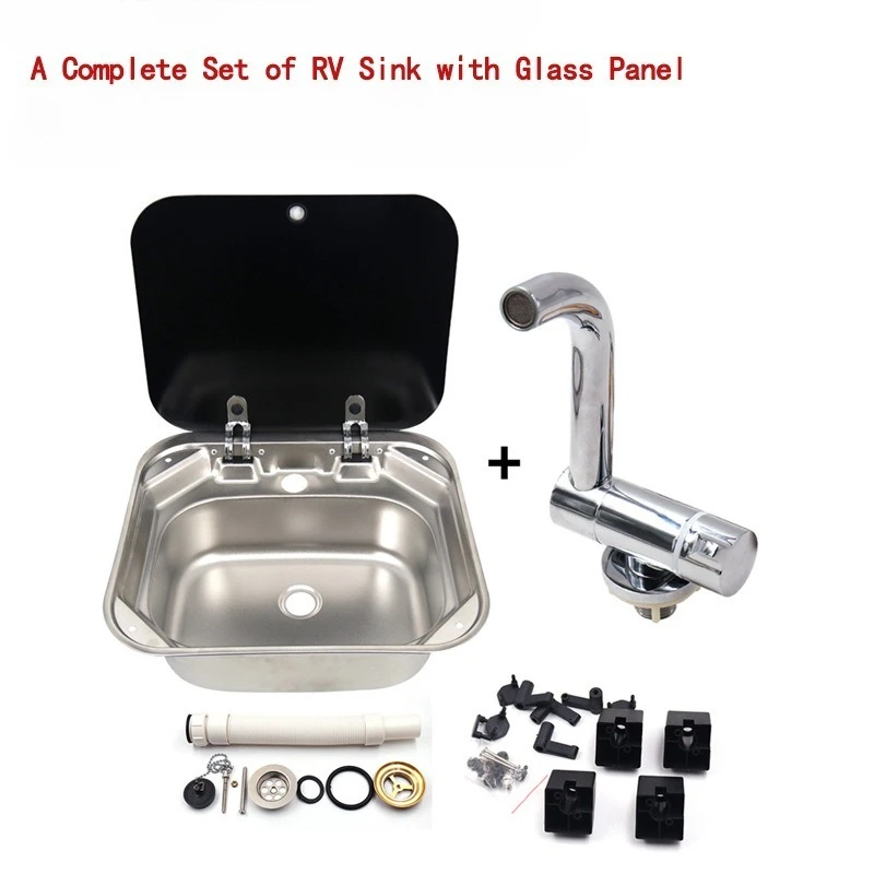 

StainlessSteelDeepRV Kitchen Sink Vessel Basin for Camper Motorhome Caravan Boat Portable RV Sink with Drain for Outdoor Camping