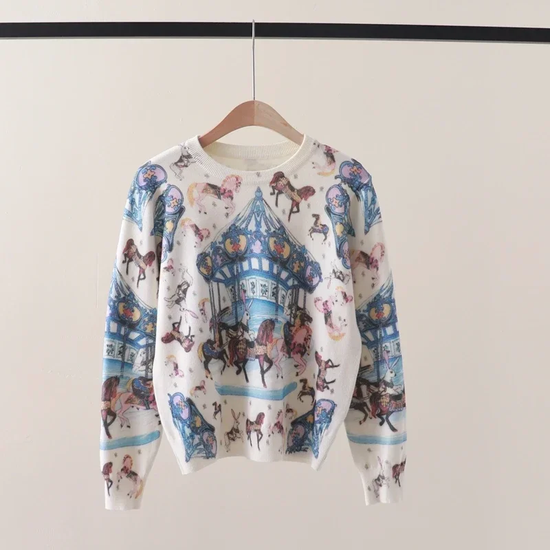 

Carousel Pattern Pullovers women Knit Sweater