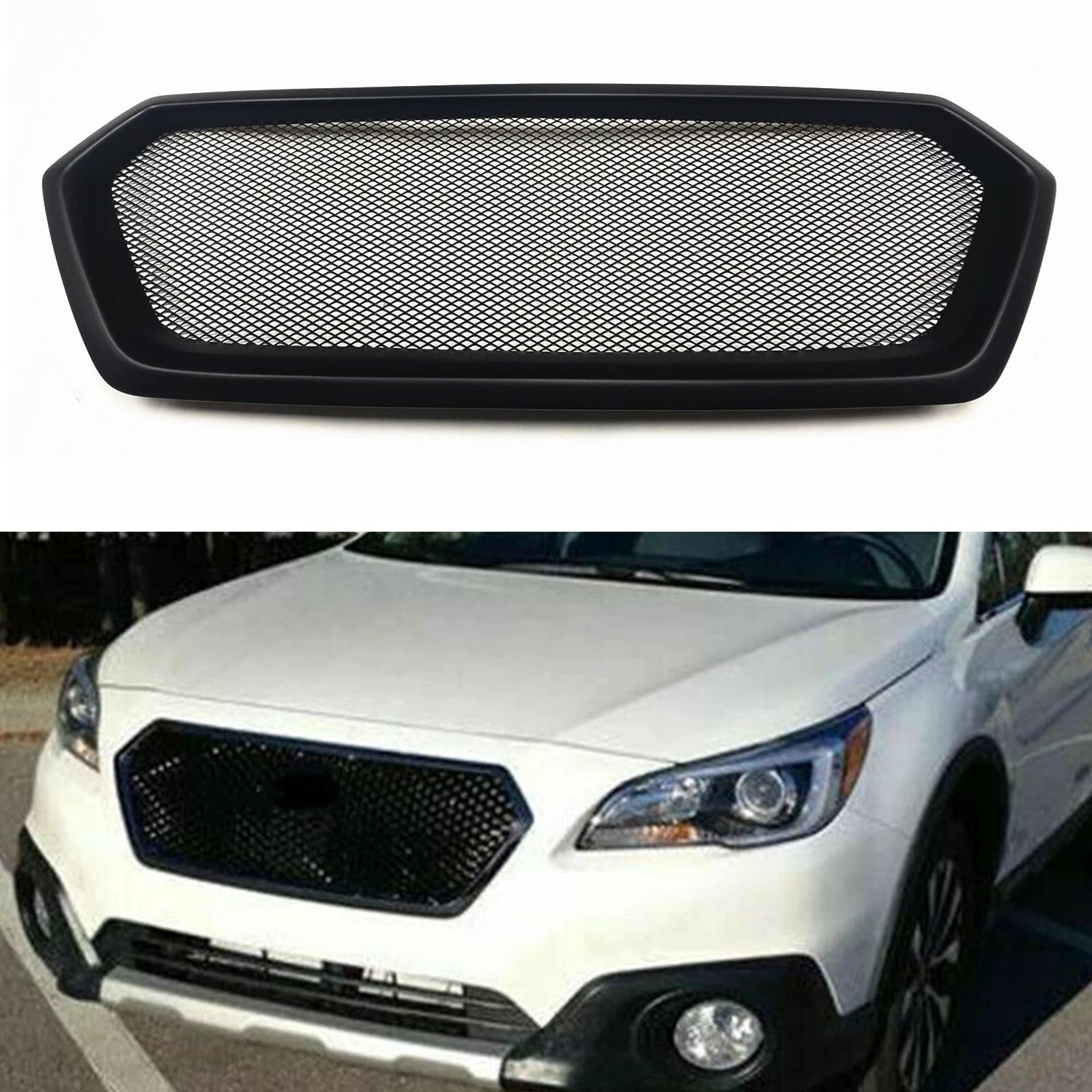 Fiberglass/Carbon Fiber Front Grille Racing Grills For Subaru Legacy Outback 2015 2016 2017 Car Upper Bumper Hood Mesh Grid Kit