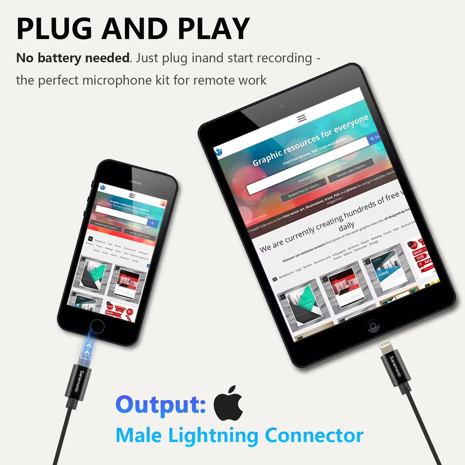 ميكروفون سارامونيك LavMicro-L مكثف Lavalier لأجهزة iPhone iPad iOS وتسجيل فيديو يوتيوب وبث مباشر ومدونة فيديو