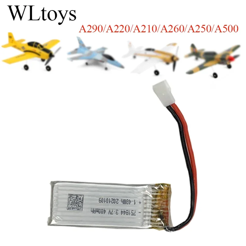 Original Wltoys A210 A220 A290 A260 3.7V 400mAh 2S Lipo Spare Batteries Are Suitable For Fixed-wing Aircraft