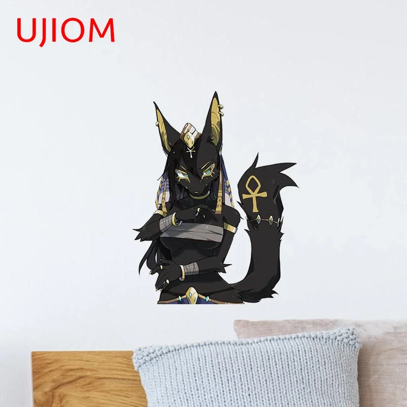 UJIOM пушистая богиня Анубис египетские настенные наклейки индивидуальная спальня аппликация креативное устойчивое к царапинам украшение для ноутбука дома