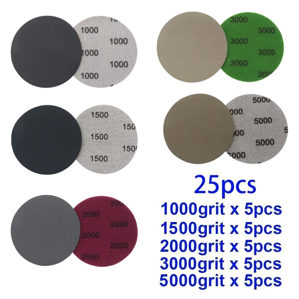 

25pcs 3 Inch Sanding Disc Set for Superior Finishes in Woodworking and Polishing 1000 1500 2000 3000 5000 Grit