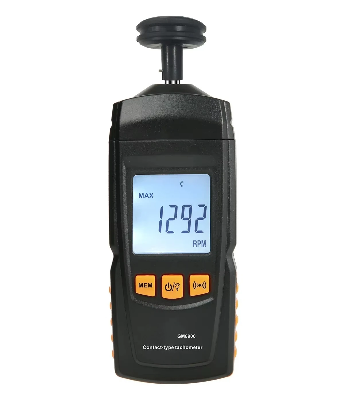 Contact Digital Tachometer 0.5-1999 9 Rpm Range with Backlit LCD