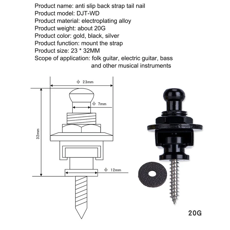 JEStrap-exacjons de sangle de basse en métal, serrure anti-off