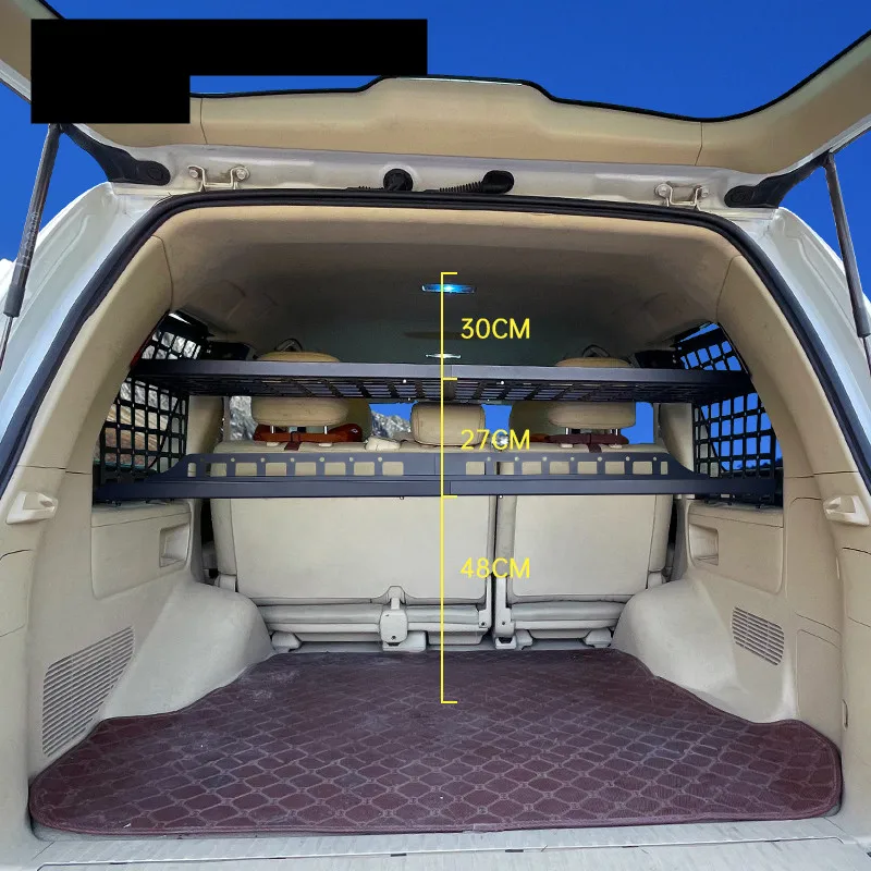 For Toyota Land Cruiser LC200 2008-2020 Trunk storage rack modified hanging net curtain aluminum alloy storage layered frame