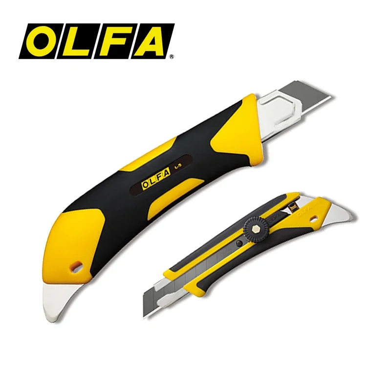 OLFA L-5 Pemotong Tugas Berat X-desain 18Mm Pisau Utilitas dengan Kunci Ratchet Pisau Pemotong Serbaguna Wallpaper Alat Kerajinan