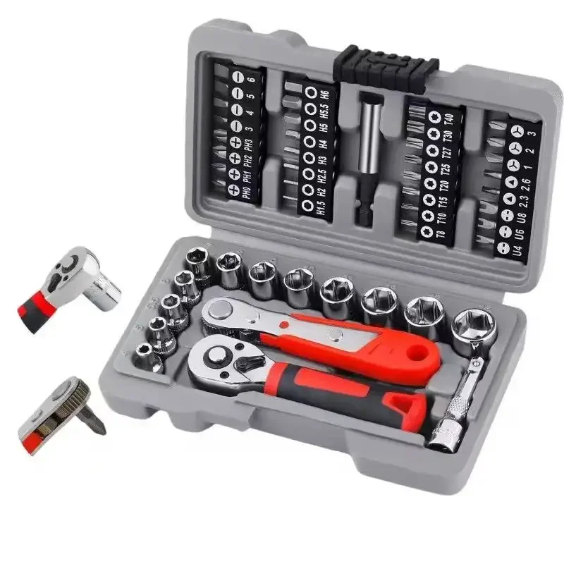 Ratchet Socket Set 1/4 Adjustable Socket Wrench CRV Screwdriver Bit Set 3/8 socket set Hand Tools Kit Car tool