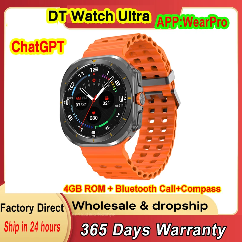 Newest 4GB ROM DT Watch Ultra Smart Watch Bluetooth Call ChatGPT 1.5inch Compass Local Music Games Sport SmartWatch Men Women