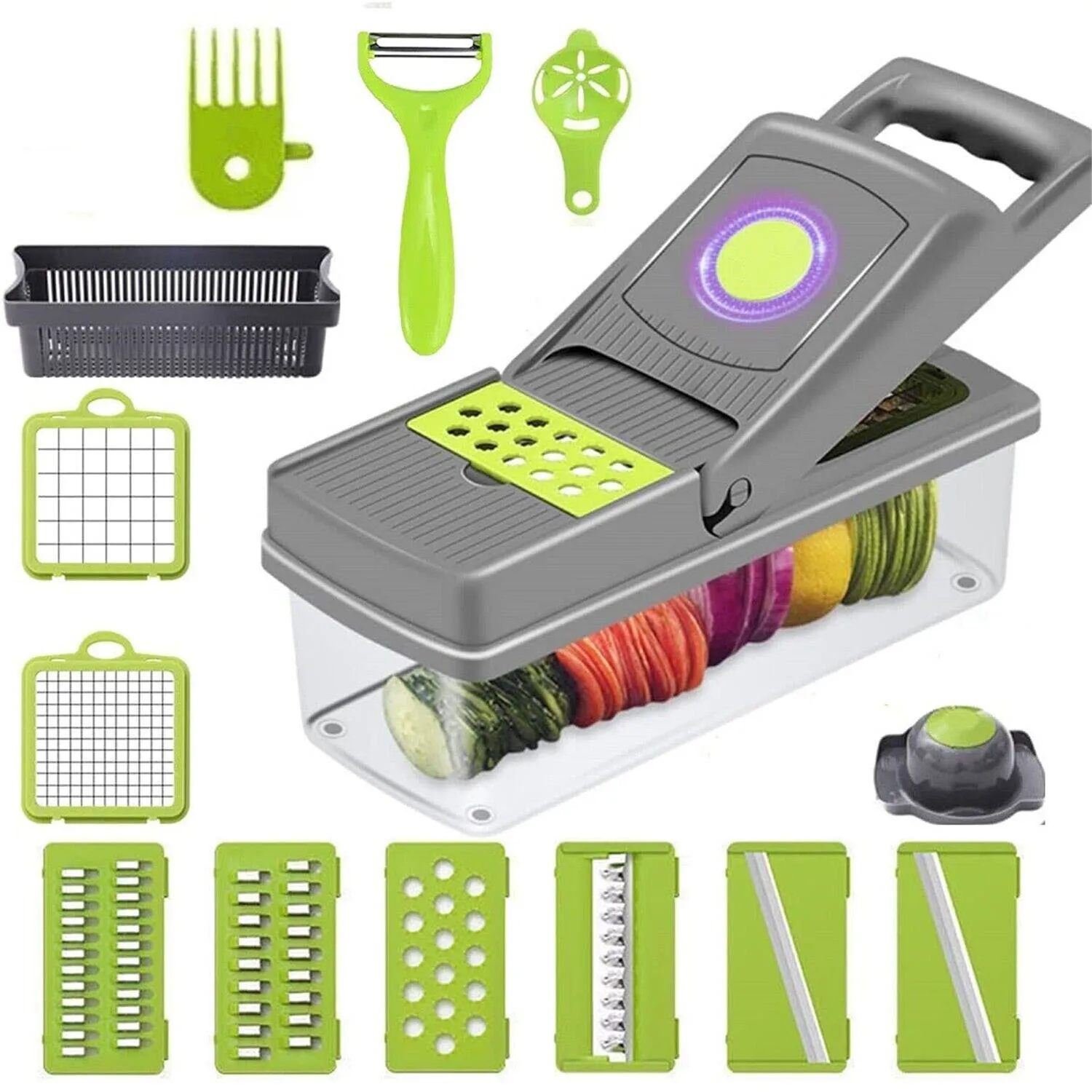 

14 In 1 Fruit Vegetable Slicer Cutter Food Onion Veggie Dicer Chopper Kitchen