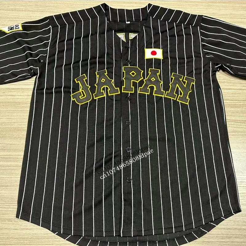 Baseball Jersey Japan 16 OHTANI Oversize Outdoor Sportswear Embroidery Sewing White Stripes Black Hip Hop High Street T-Shirts