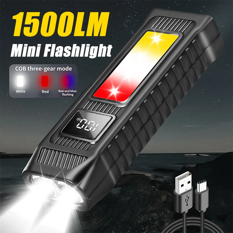 

Multifunctional Mini COB Flashlights Portable USB Rechargeable Strong Magnets Torch High Power Led Flashlight With Power Display