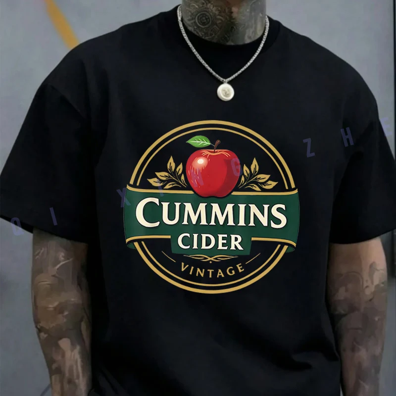 

CUMMINS CIDER Features A Stylish Circular Emblem With Gold & Green T-shirt Cotton Short Sleeve Moto T Shirt Fashion Hip Hop Tee
