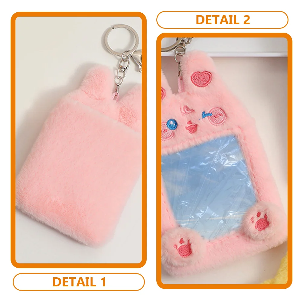 Plush Animal Card Holder Keychain Cloth Id Clip Postcards Fabric Visible