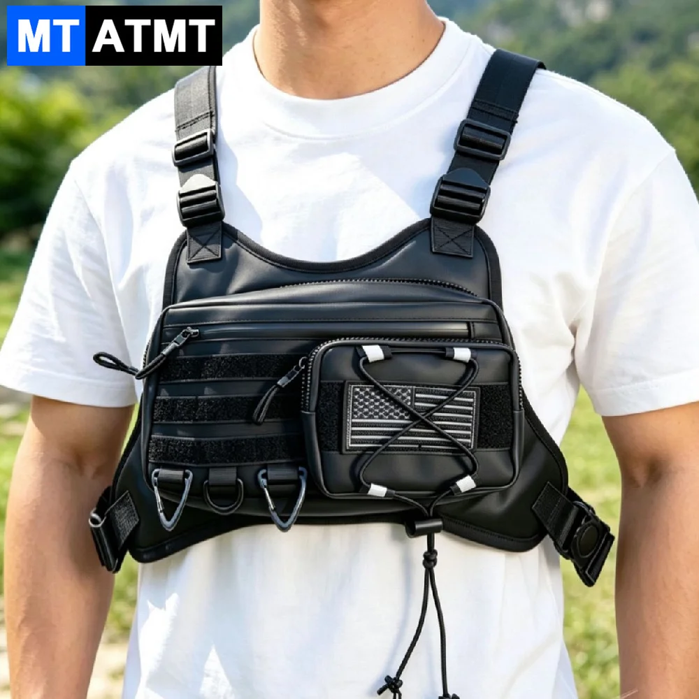 1PCS Outdoor Chest Bag For Men Front Rig Pouch Running Vest Phone Holder Tactical Sports Pack Hiking Fishing Camping Backpack