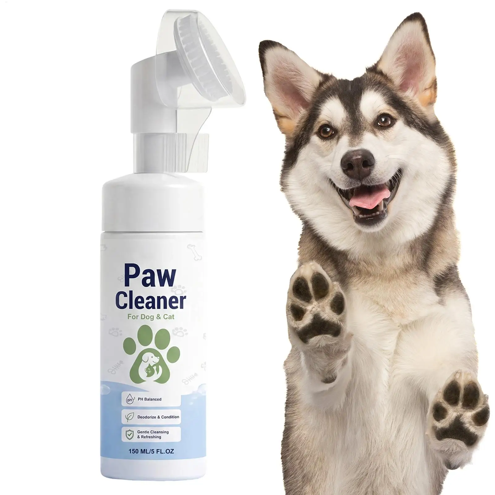 Pet paw cleaner, suitable for dogs and cats, no-rinse foam cleaner, fragrance-free, pH balanced formula, amazing foam