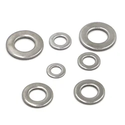 Plain Washers 304 Stainless Steel Gasket Metal Flat Washer GB97 M1.6 M2 M2.5 M3 M4 M5 M6 M8 M10 M12 M16 M18 M20 M22 M24