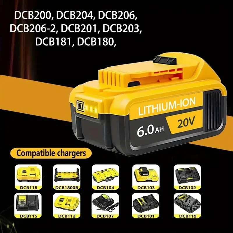 20V 8Ah  MAX DCB203 For Dewalt electric tool battery DCB205 DCB2001 DCB206 charger rechargeable electric tool Lithium batteries