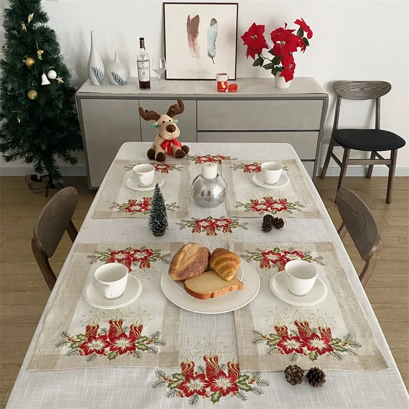 EDM KONI modern simple decoration Christmas New Year candle three-dimensional embroidery table cloth table flag tablecloth