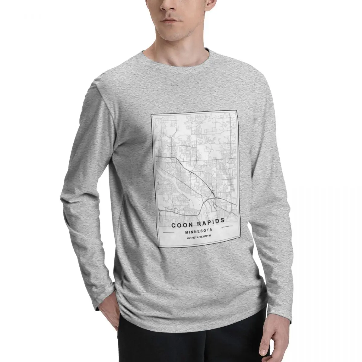 Coon_Rapids_City_Map Premium Men's Long Sleeve Tee - Classic Design with Superior Comfort for All-Day Wear