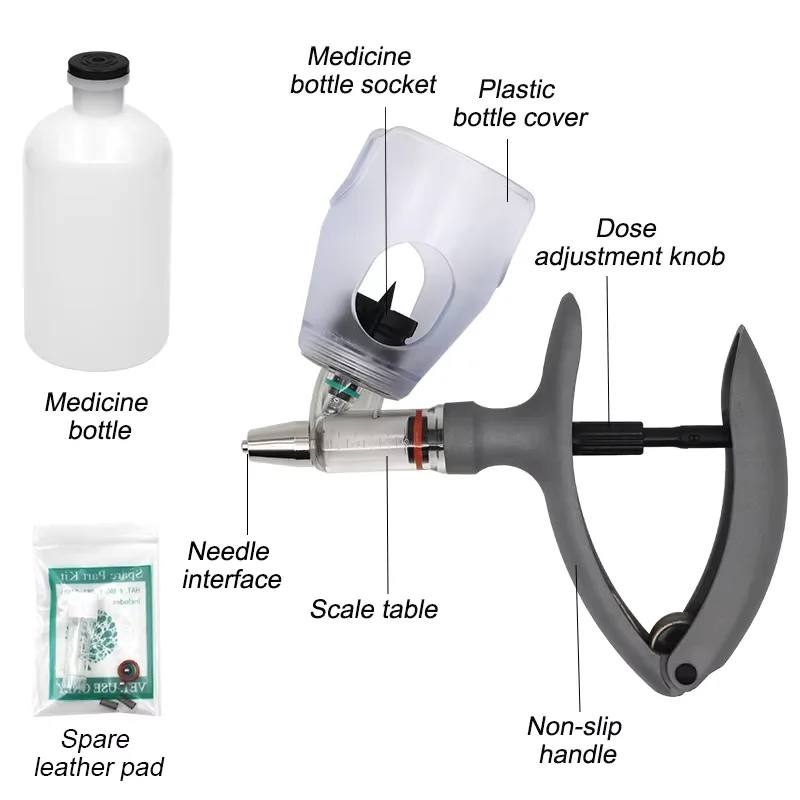 2 мл/5 мл автоматический ветеринарный непрерывный шприц для инъекций животных, регулируемая вакцина с бутылкой для скота, свиней, крупного рогатого скота, овец