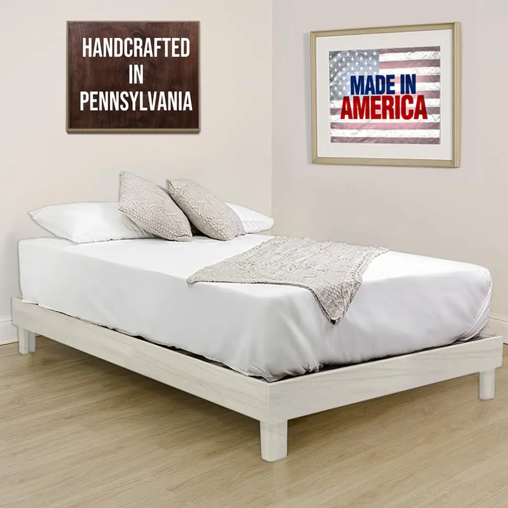 

Solid Hardwood Platform Bed Frame with Slats, Quality Crafted in Pennsylvania, USA Customized