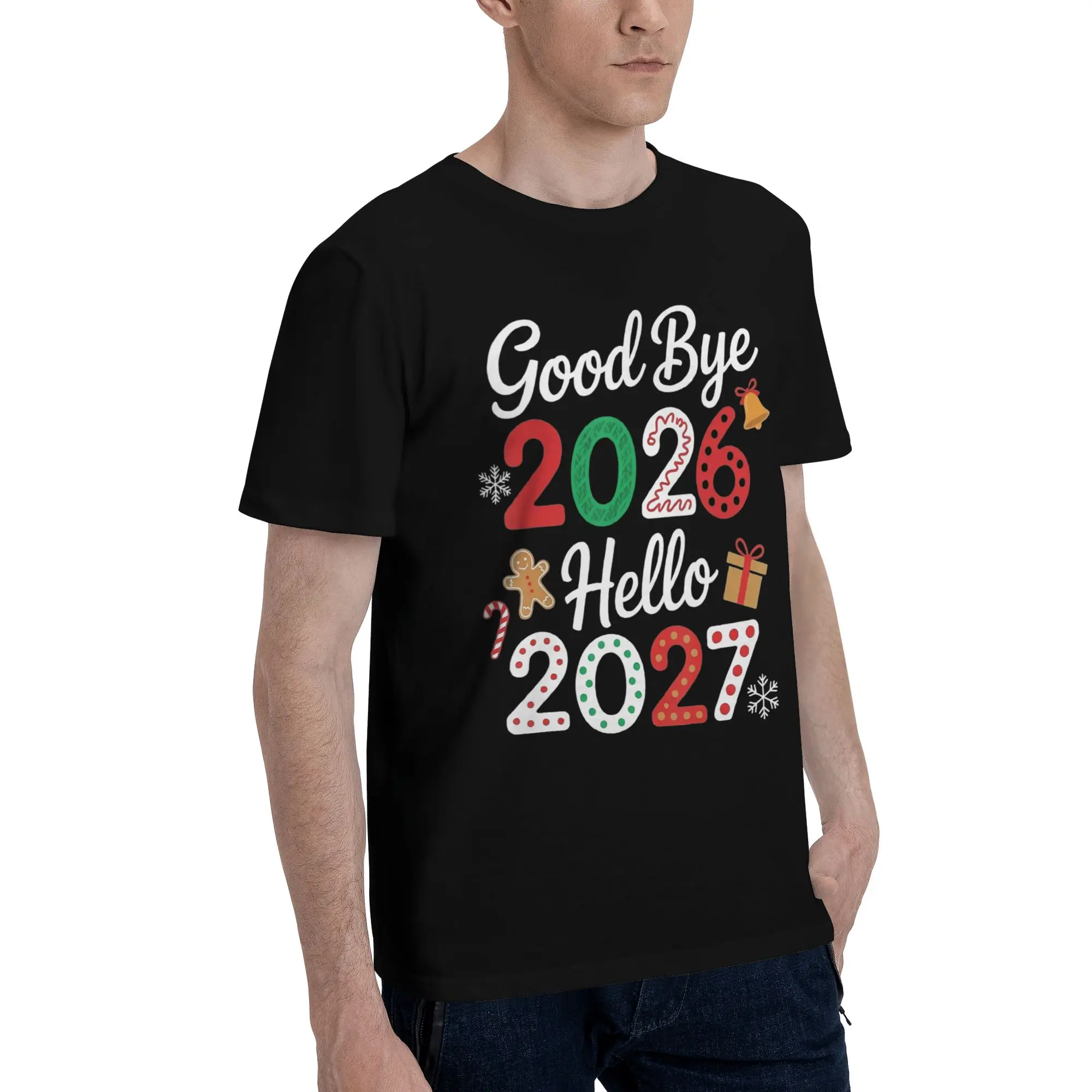 Graphic Printing Good Bye 2026 Hello 2027 T Shirt for Men Women  Cotton T-shirts Short Sleeve Clothes